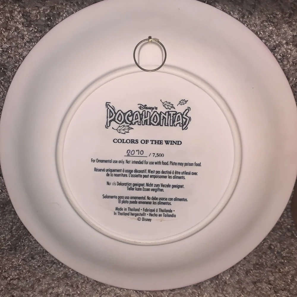 Pocahontas Colors Of The Wind Limited Edition Collectible 3D Relief Plate Disney